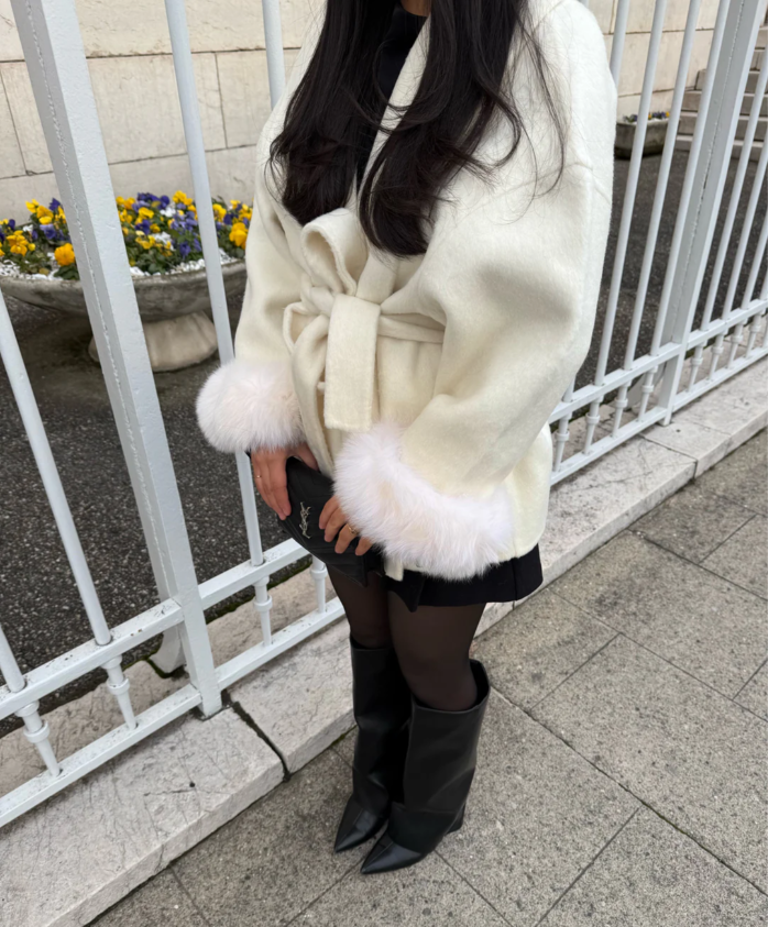 Veste  Mocca - Blanc