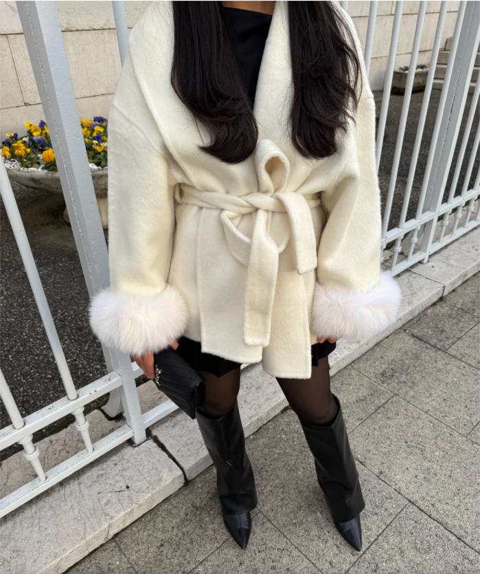Veste  Mocca - Blanc